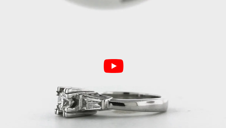 Three Stone Round/Baguette Diamond Engagement Ring 1.27 ct tw 950 Platinum DENG047 - NorthandSouthJewelry