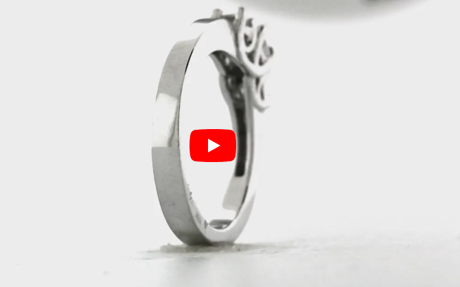 Three Stone Diamond Engagement Ring 0.60 ct tw 14K White Gold DENG055 - NorthandSouthJewelry