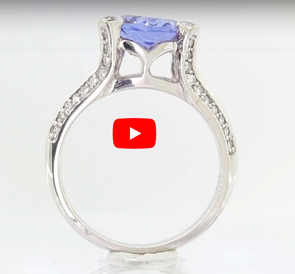 3.91 CT Oval Tanzanite Diamond Ring 0.32 CT TW 14K White Gold TZR015 - NorthandSouthJewelry