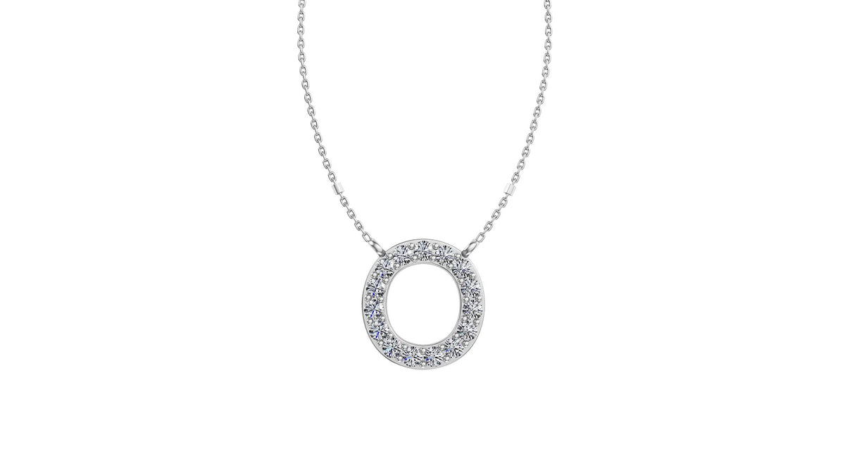 Initial O Diamond Pendant 14K Gold DIP015