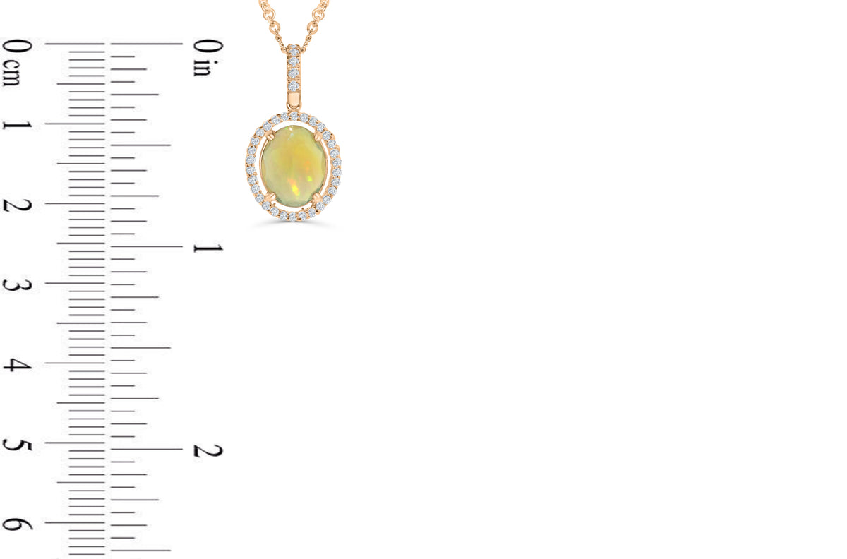 2.78 CT Opal Diamond Pendant 0.36 CT TW 14K Rose Gold OPEN003 - NorthandSouthJewelry