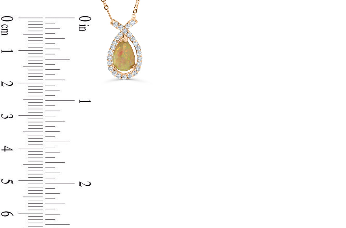 1.66 CT Pear Opal Diamond Pendant 0.66 CT TW 14K Rose Gold OPEN004 - NorthandSouthJewelry