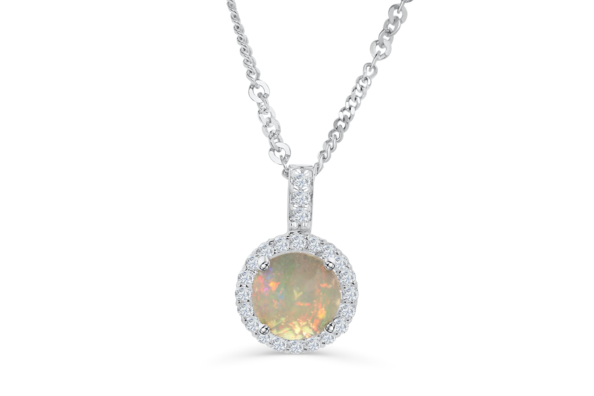 0.67 CT Opal Diamond 0.22 CT TW 14K White Gold OPEN005 - NorthandSouthJewelry