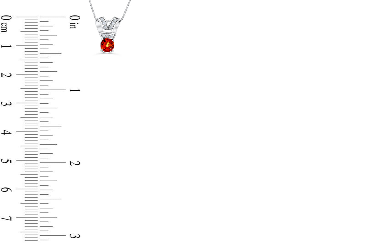 1.18 CT Round Cut Orange Sapphire Diamond Pendant 0.12 CT TW 14K White Gold OSPEN004 - NorthandSouthJewelry