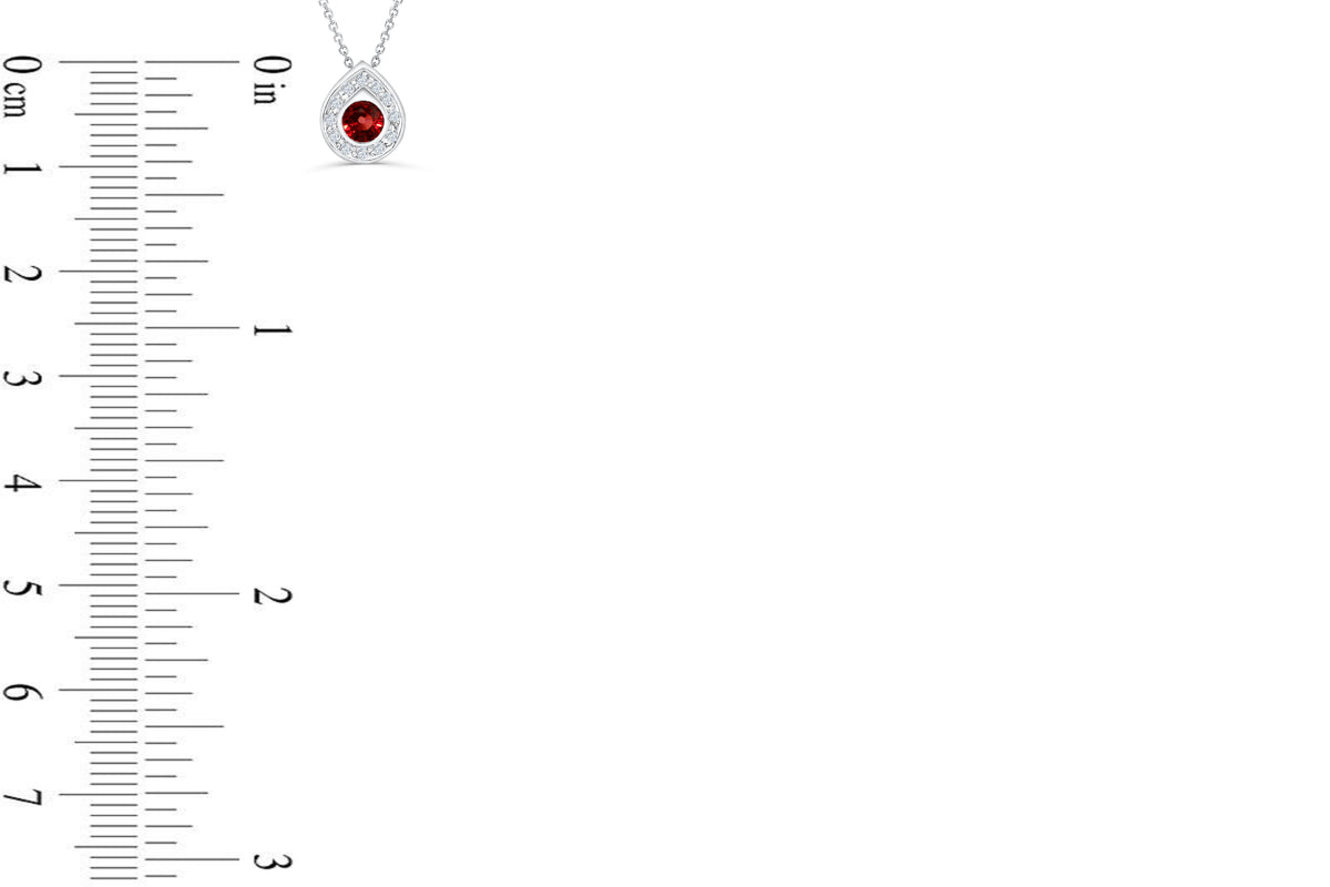 0.53 CT Pave Halo Teardrop Round Cut Orange Sapphire Diamond Pendant 0.10 CT TW 14K White Gold OSPEN006 - NorthandSouthJewelry