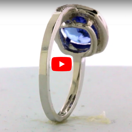 1.74 CT Round Tanzanite Diamond Ring 0.21 CT TW Diamonds 14K White Gold TZR001 - NorthandSouthJewelry