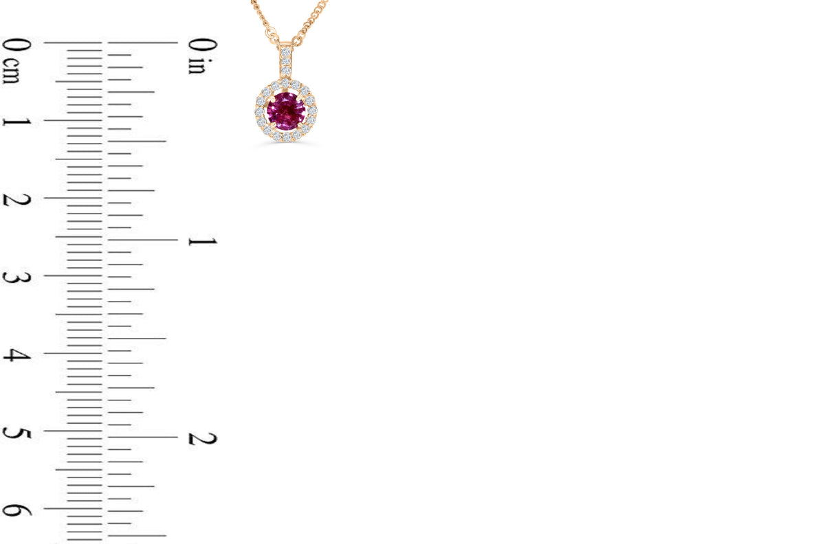 0.78 CT Round Cut Pink Sapphire Diamond Pendant 0.21 CT TW 14K Rose Gold PSPEN001 - NorthandSouthJewelry