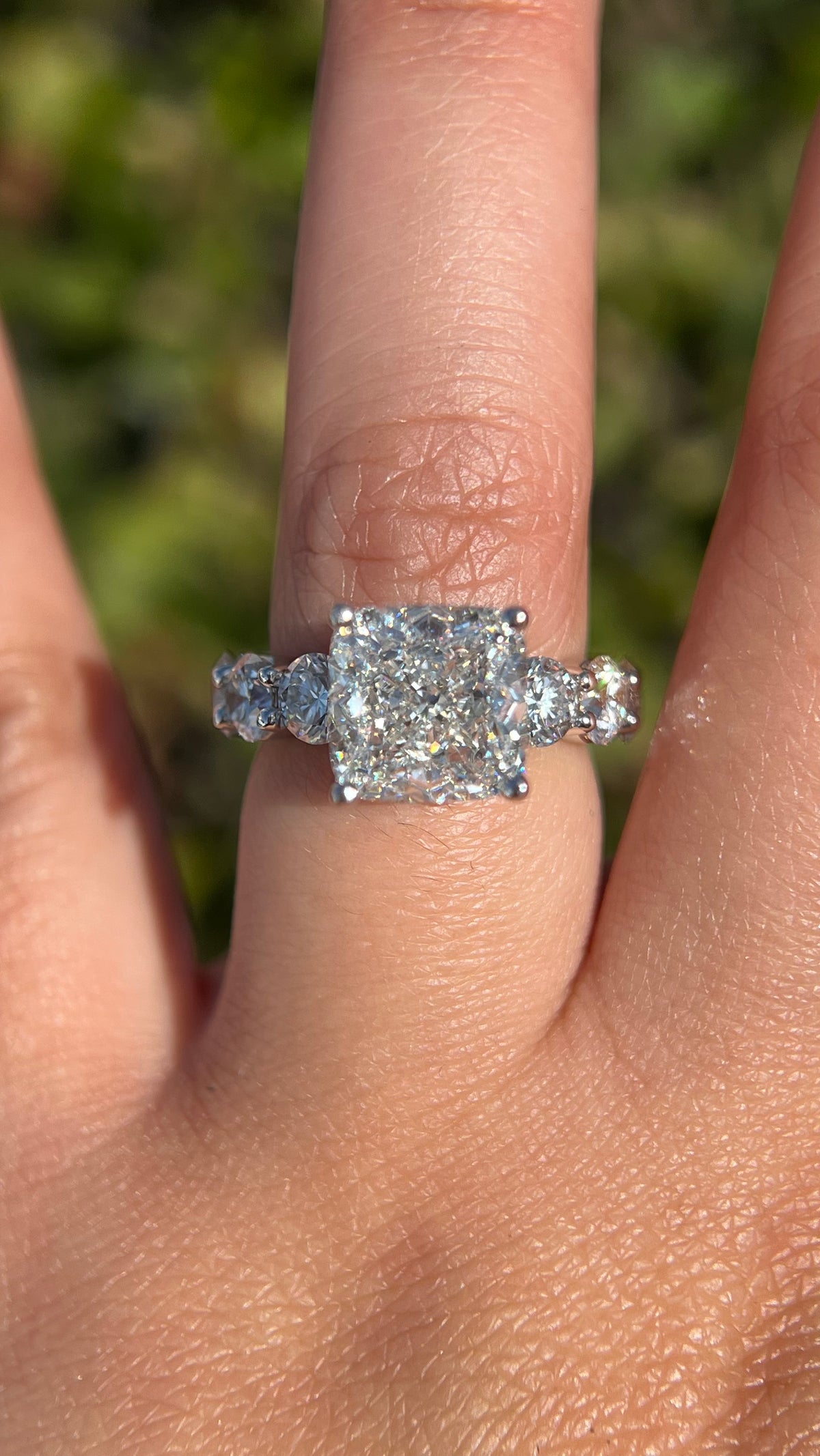 Patti 5.11ct E-VS1 Eternity Cushion Cut Lab Grown Diamond Engagement Ring 14K Gold