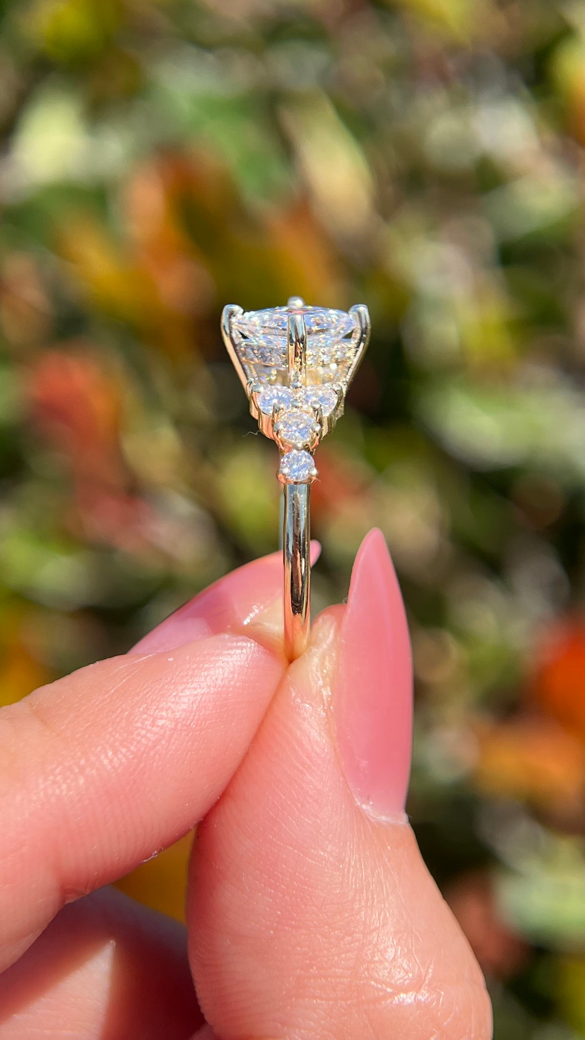 Daisy 2.57ct F-VS1 Princess Cut Lab Grown Diamond Engagement Ring 14K Gold