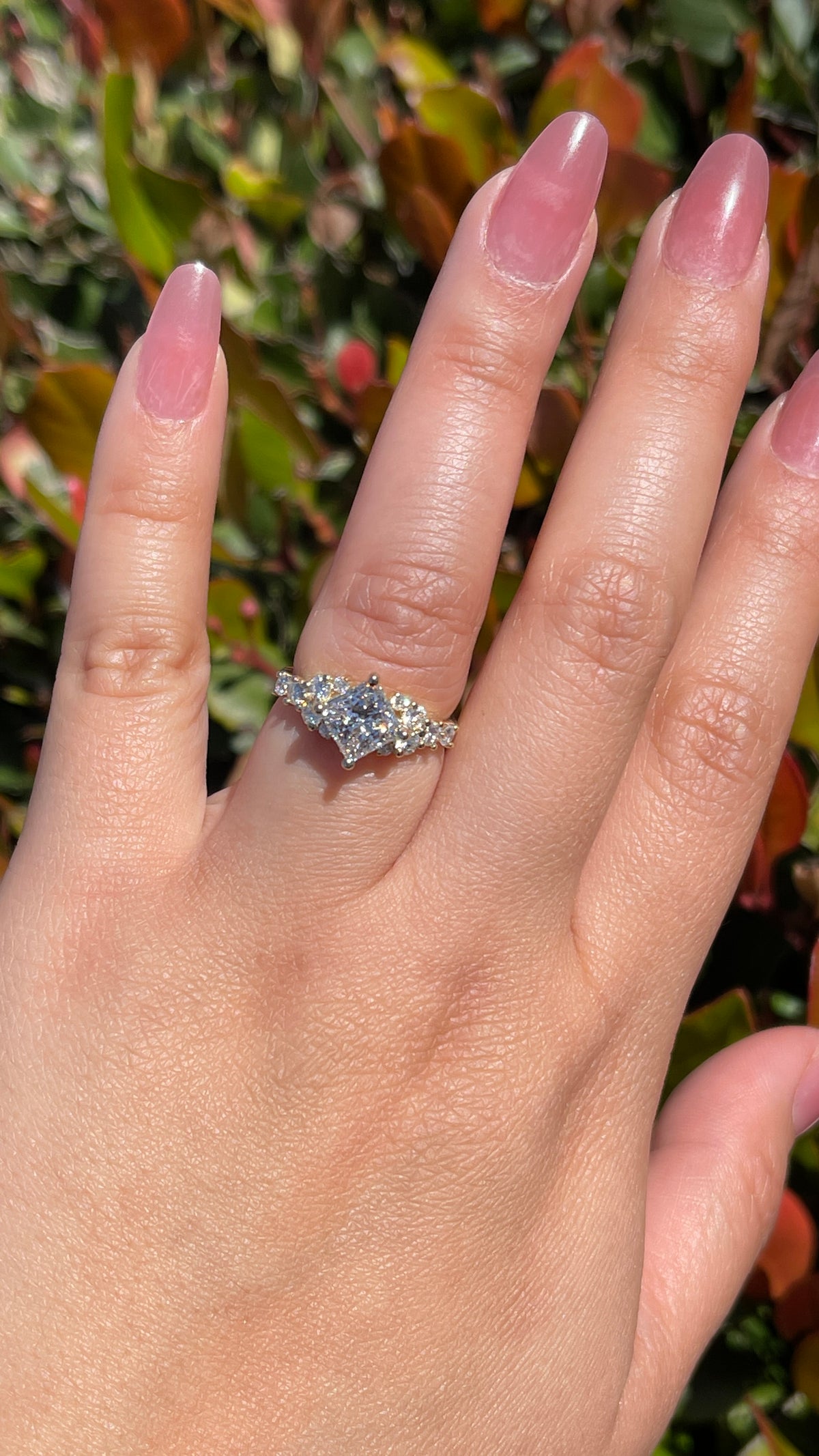 Daisy 2.57ct F-VS1 Princess Cut Lab Grown Diamond Engagement Ring 14K Gold