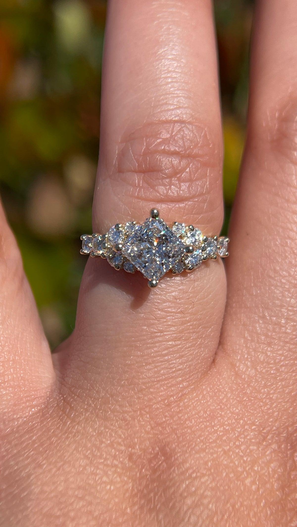 Daisy 2.57ct F-VS1 Princess Cut Lab Grown Diamond Engagement Ring 14K Gold