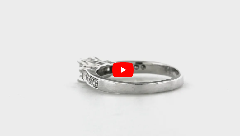 Three Stone Princess Diamond Engagement Ring 0.73 ct tw 14K White Gold DENG020 - NorthandSouthJewelry