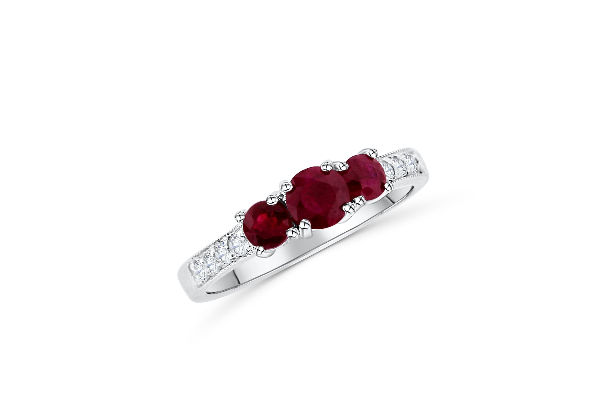 0.68 CT Ruby Diamond Ring 0.11 CT TW 14K White Gold RBR001 - NorthandSouthJewelry