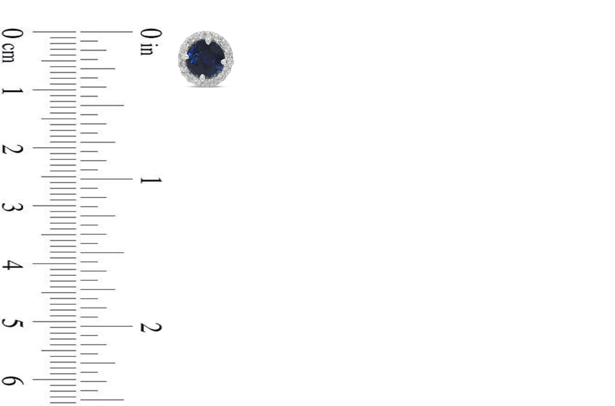 1.85 CT Blue Sapphire Diamond Earring 0.35 CT TW 14K White Gold SER006 - NorthandSouthJewelry