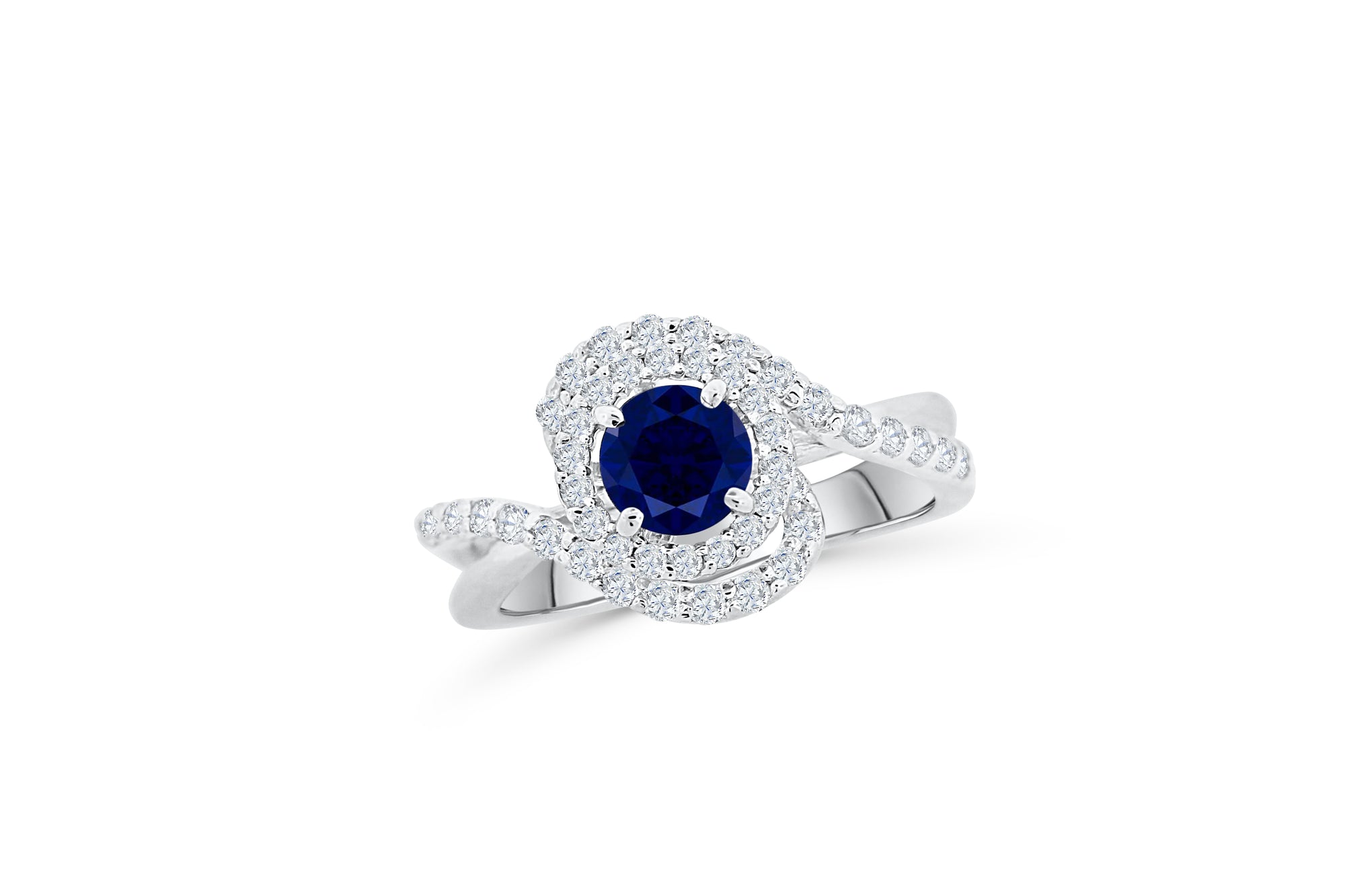 1.04 CT Sapphire Diamond Ring 0.53 CT TW 14K White Gold SPR004 - NorthandSouthJewelry