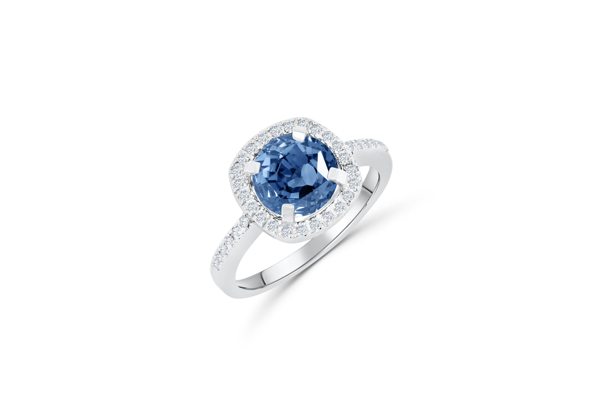 1.74 CT Round Tanzanite Diamond Ring 0.21 CT TW Diamonds 14K White Gold TZR001 - NorthandSouthJewelry