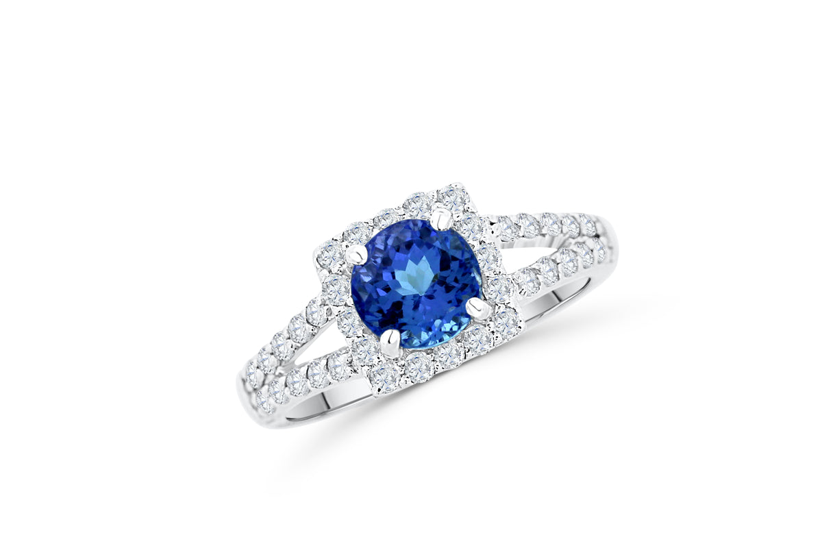 1.67 CT Tanzanite Diamond Ring 0.53 CT TW 14K White Gold TZR003 - NorthandSouthJewelry