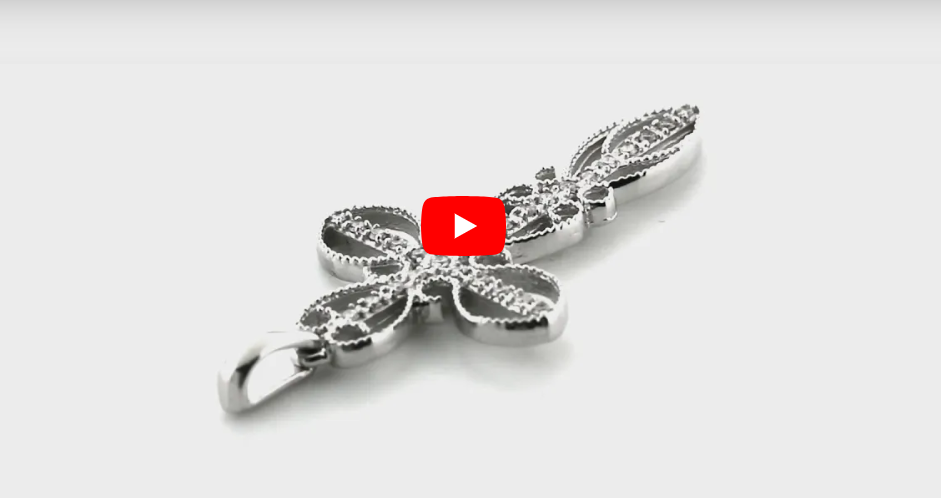 Enclosed Cross Diamond Pendant 0.34 CT TW 14K White Gold DPEN016 - NorthandSouthJewelry