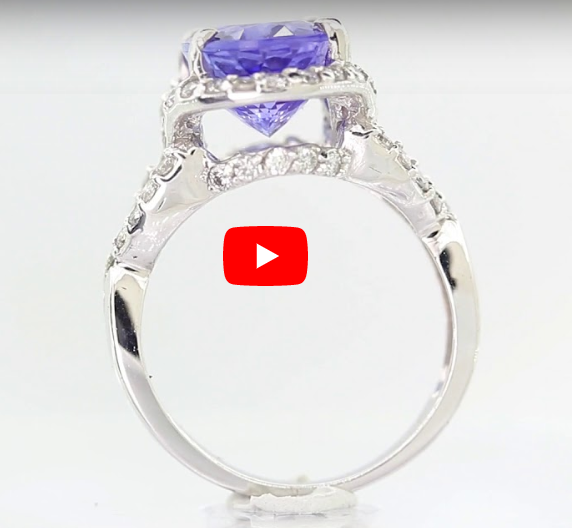 4.79 CT Oval Tanzanite Diamond Ring 0.82 CT TW 14K White Gold TZR013 - NorthandSouthJewelry