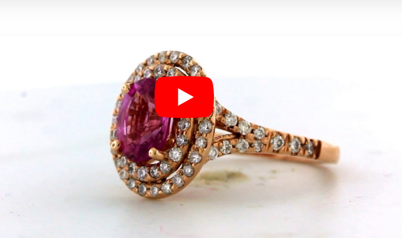 1.85 CT Oval Pink Sapphire Diamond Ring 0.68 CT TW 14K Rose Gold PSR001 - NorthandSouthJewelry