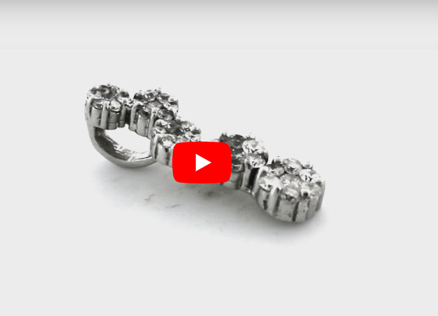 Diamond Cluster Bar Pendant 0.75 CT TW 14K White Gold DPEN032 - NorthandSouthJewelry