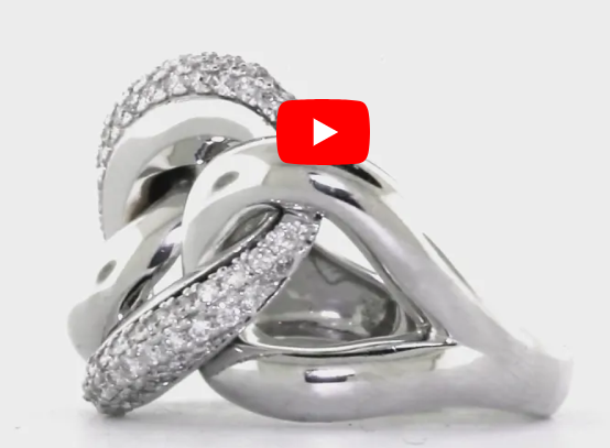 Triple Interlocked Circle Diamond Ring 0.60 ct tw Round-cut 14K White Gold DIR008 - NorthandSouthJewelry