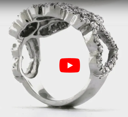 Double Row Hearts Diamond Ring 1.18 ct tw Round-cut 14K White Gold DIR009 - NorthandSouthJewelry