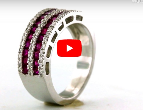 1.29 CT Princess Cut Ruby Diamond Ring 0.33 CT TW 14K White Gold RBR002 - NorthandSouthJewelry