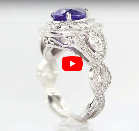 2.30 CT Pear Cut Tanzanite Diamond Ring 1.27 CT TW 14K White Gold TZR012 - NorthandSouthJewelry