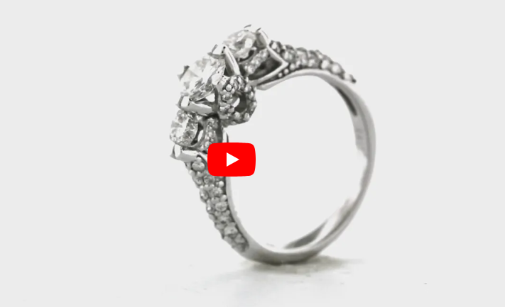 Three Stone Diamond Engagement Ring 1.55 ct tw 14K White Gold DENG063 - NorthandSouthJewelry