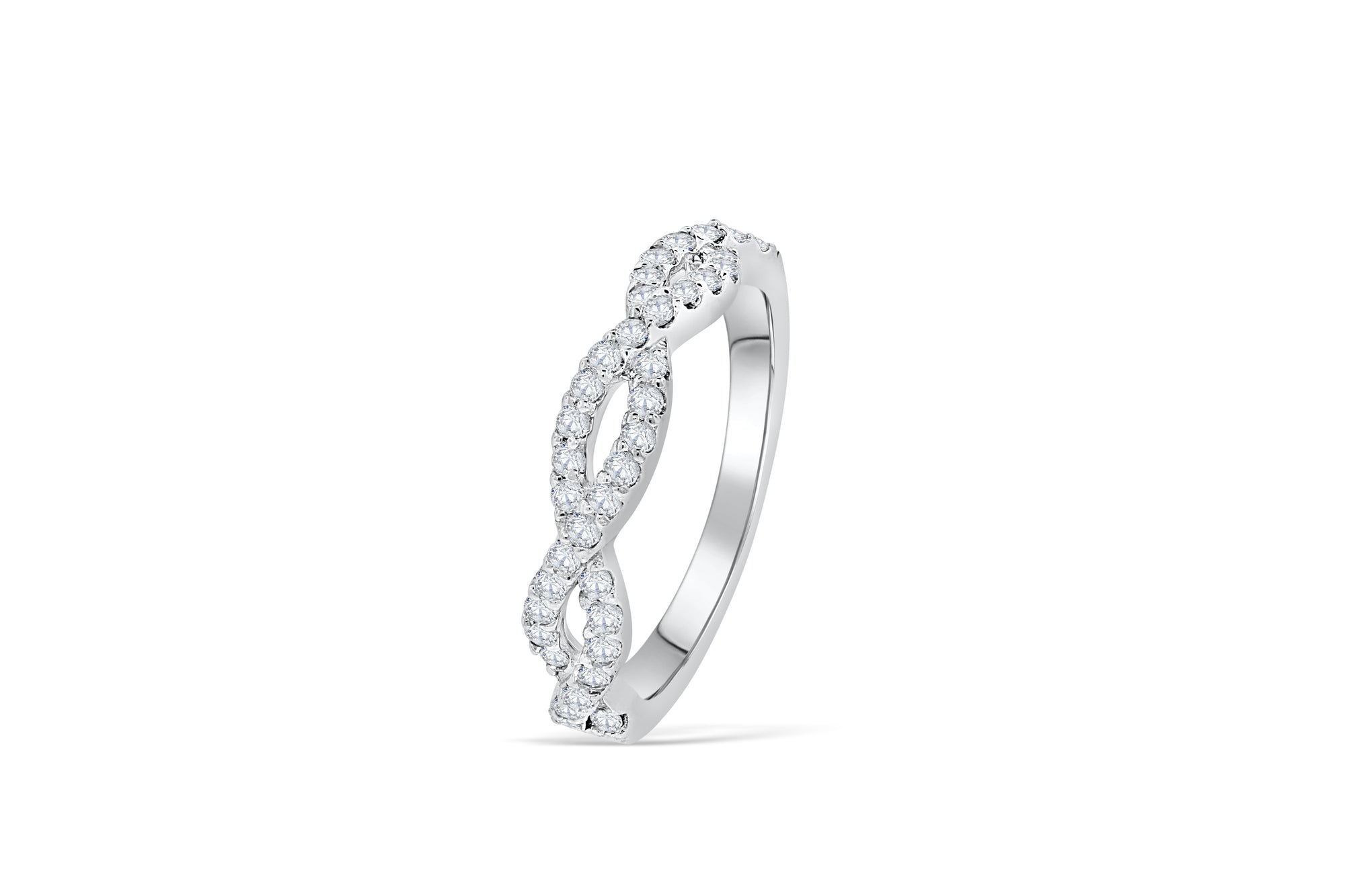 Entwined Waves Diamond Anniversary Band 0.43 ct tw Round-cut 14K White Gold BAN008 - NorthandSouthJewelry
