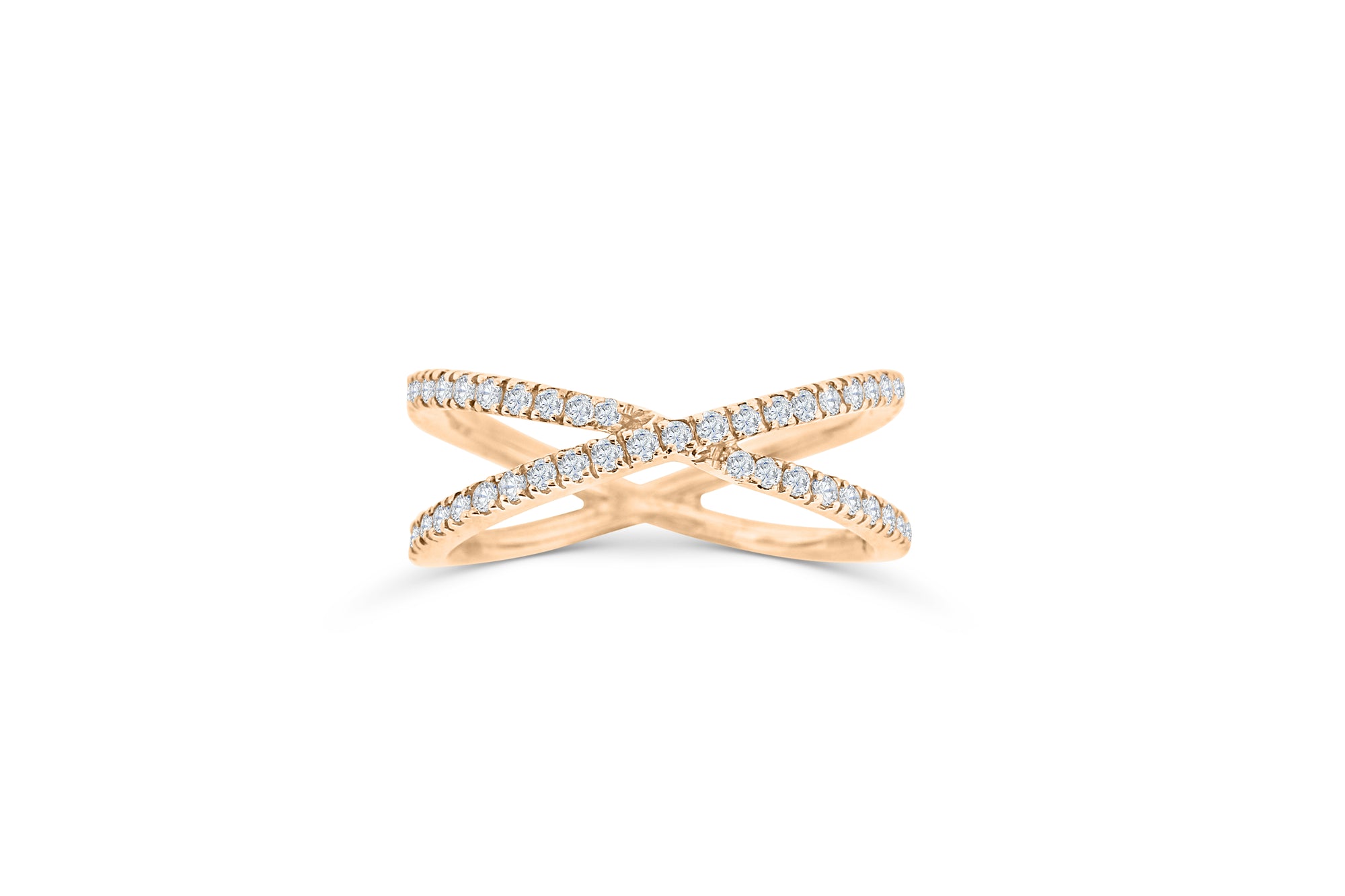 X Cross Diamond Band 0.39 ct tw Round-cut 14K Rose Gold BAN020 - NorthandSouthJewelry