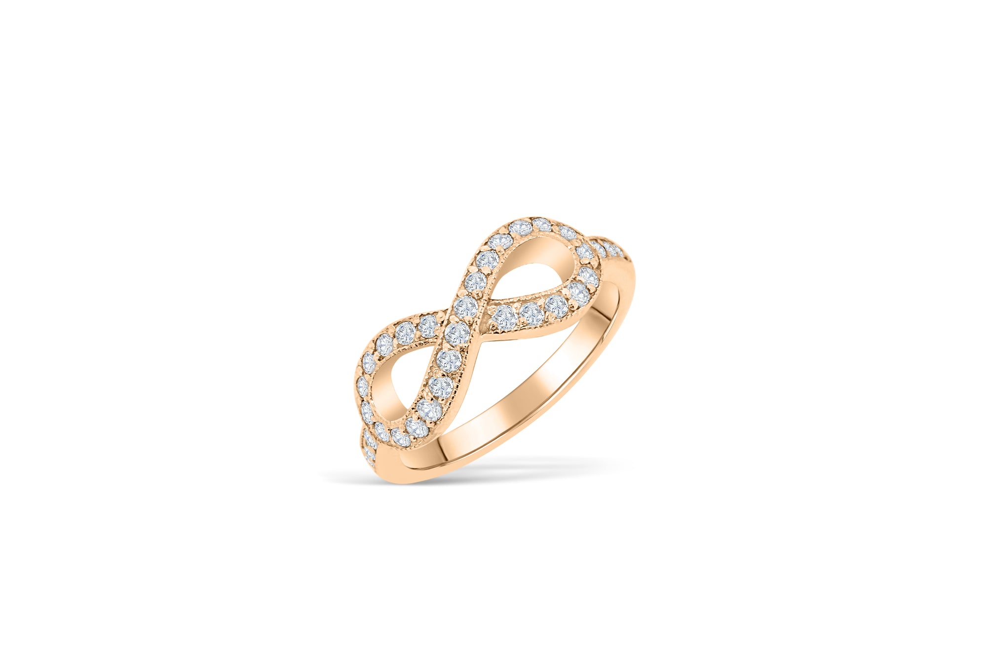 Infinity Diamond Anniversary Band 0.43 ct tw Round-cut 14K Rose Gold BAN021 - NorthandSouthJewelry