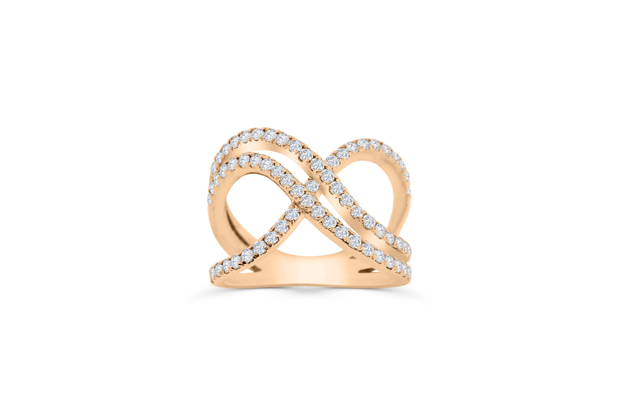 Interlocked Double Infinity Diamond Band 0.83 ct tw Round-cut 14K Rose Gold BAN022 - NorthandSouthJewelry