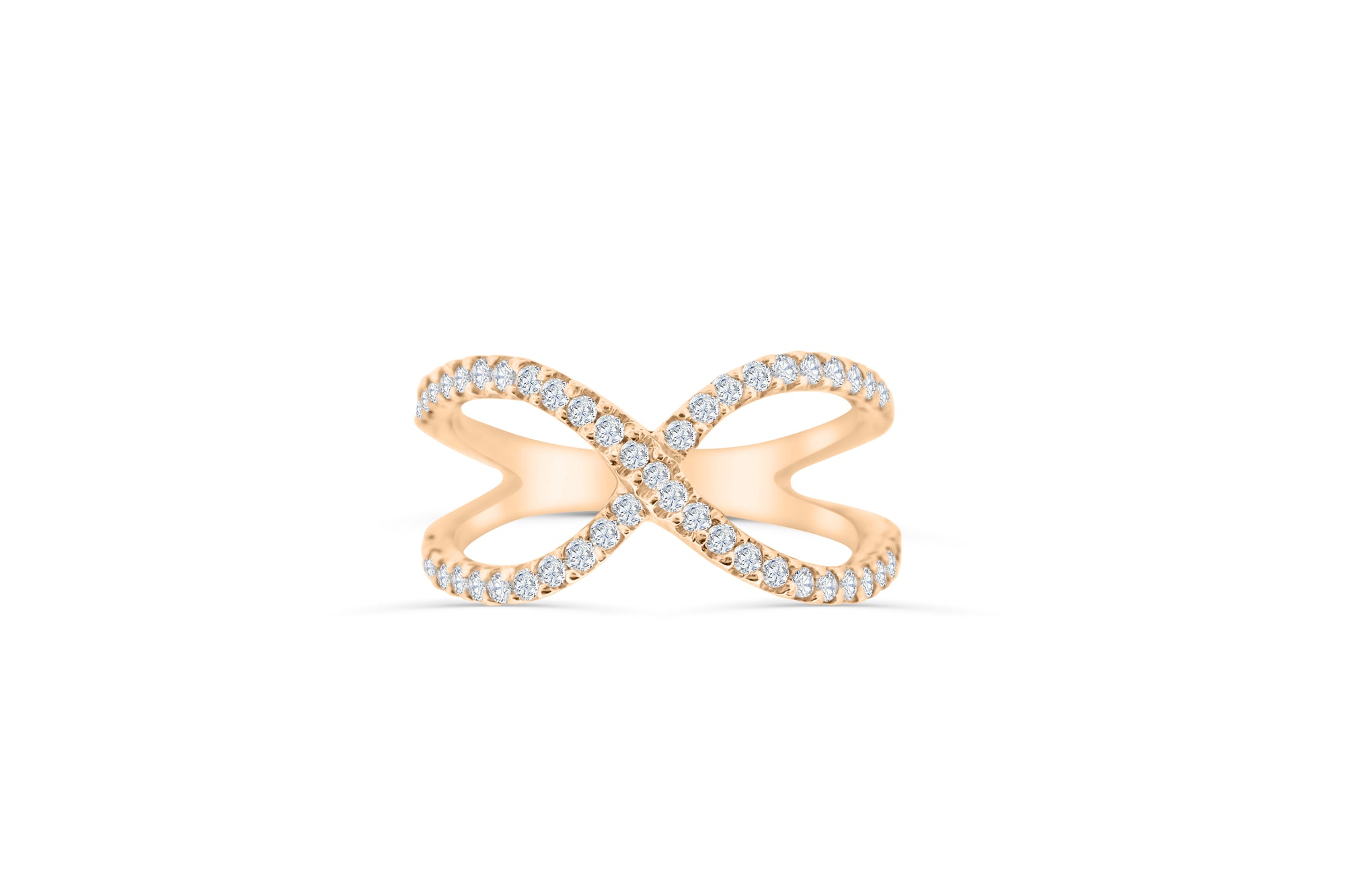 X Cross Diamond Anniversary Ring 0.51 ct tw Round-cut 14K Rose Gold BAN023 - NorthandSouthJewelry