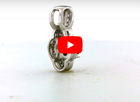 0.96 CT Pave Clover Oval Cut Mandarin Garnet Diamond Pendant 0.13 CT TW 14K White Gold MGPEN001 - NorthandSouthJewelry