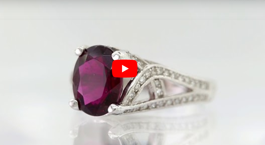 2.74 CT Oval Pink Tourmaline Diamond Ring 0.56 CT TW 14K White Gold PTR006 - NorthandSouthJewelry