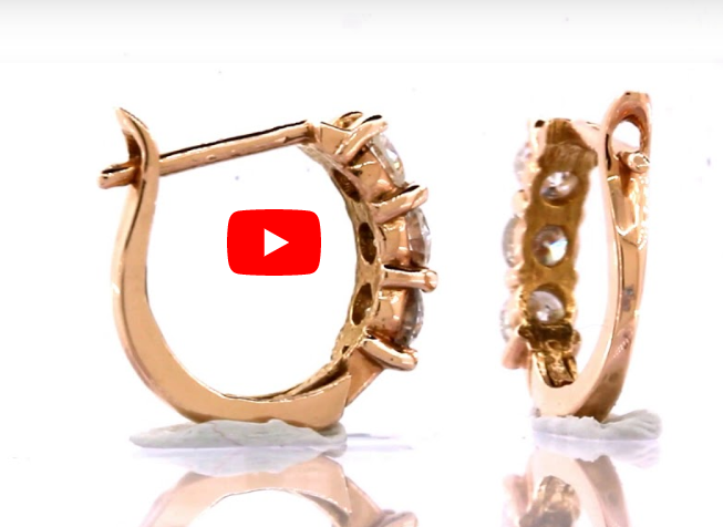 0.83 CT TW Round Diamond Hoop Earrings 14K Rose Gold DER009 - NorthandSouthJewelry