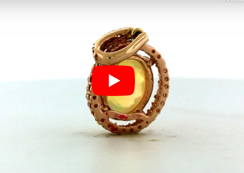 2.78 CT Opal Diamond Pendant 0.36 CT TW 14K Rose Gold OPEN003 - NorthandSouthJewelry