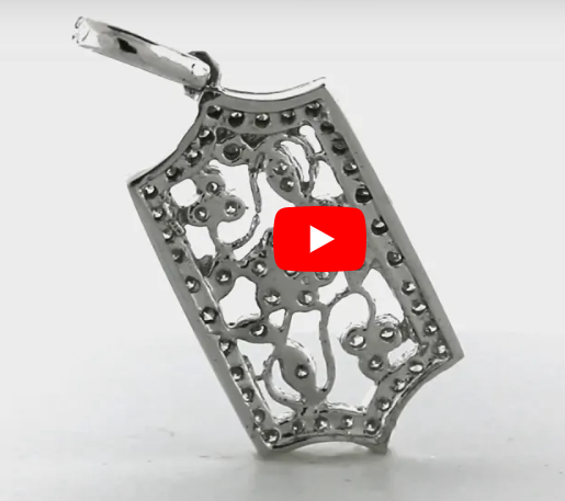 Hexagon Floral Diamond Pendant 1.01 CT TW 14K White Gold DPEN008 - NorthandSouthJewelry