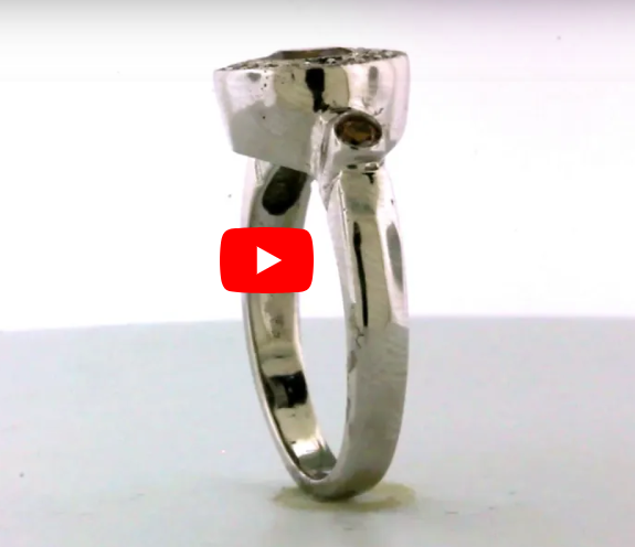 Bezel Chocolate Diamond Engagement Ring 0.78 ct tw Round-cut 14K White Gold DIR018 - NorthandSouthJewelry