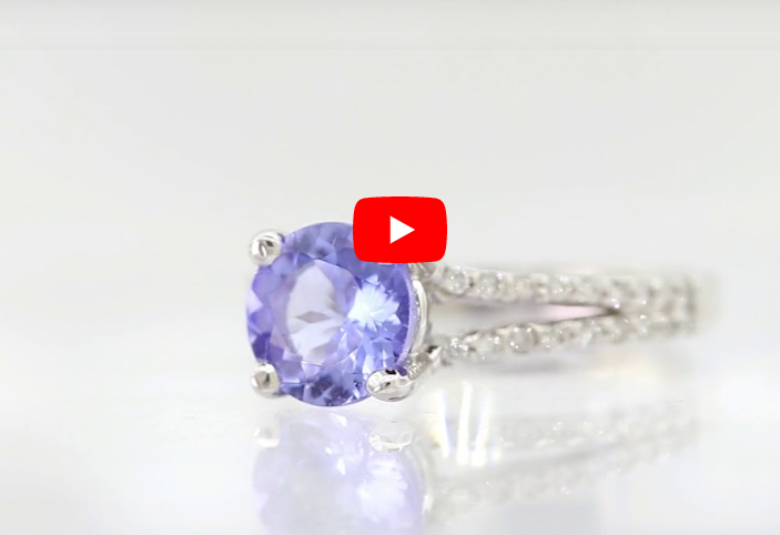 1.37 CT Tanzanite Diamond Ring 0.23 CT TW 14K White Gold TZR009 - NorthandSouthJewelry