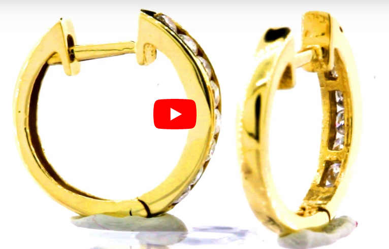 0.41 CT TW Round Diamond Hoop Earrings 14K Yellow Gold DER007 - NorthandSouthJewelry