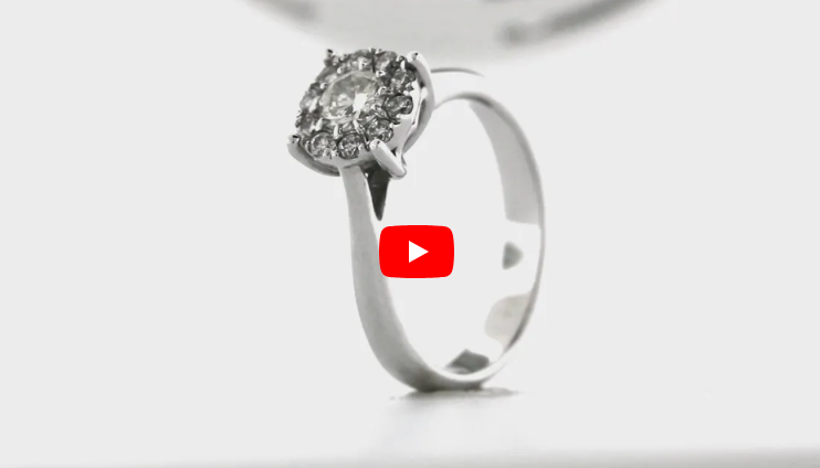 Cluster Diamond Engagement Ring 0.80 ct tw 14K White Gold DENG009 - NorthandSouthJewelry