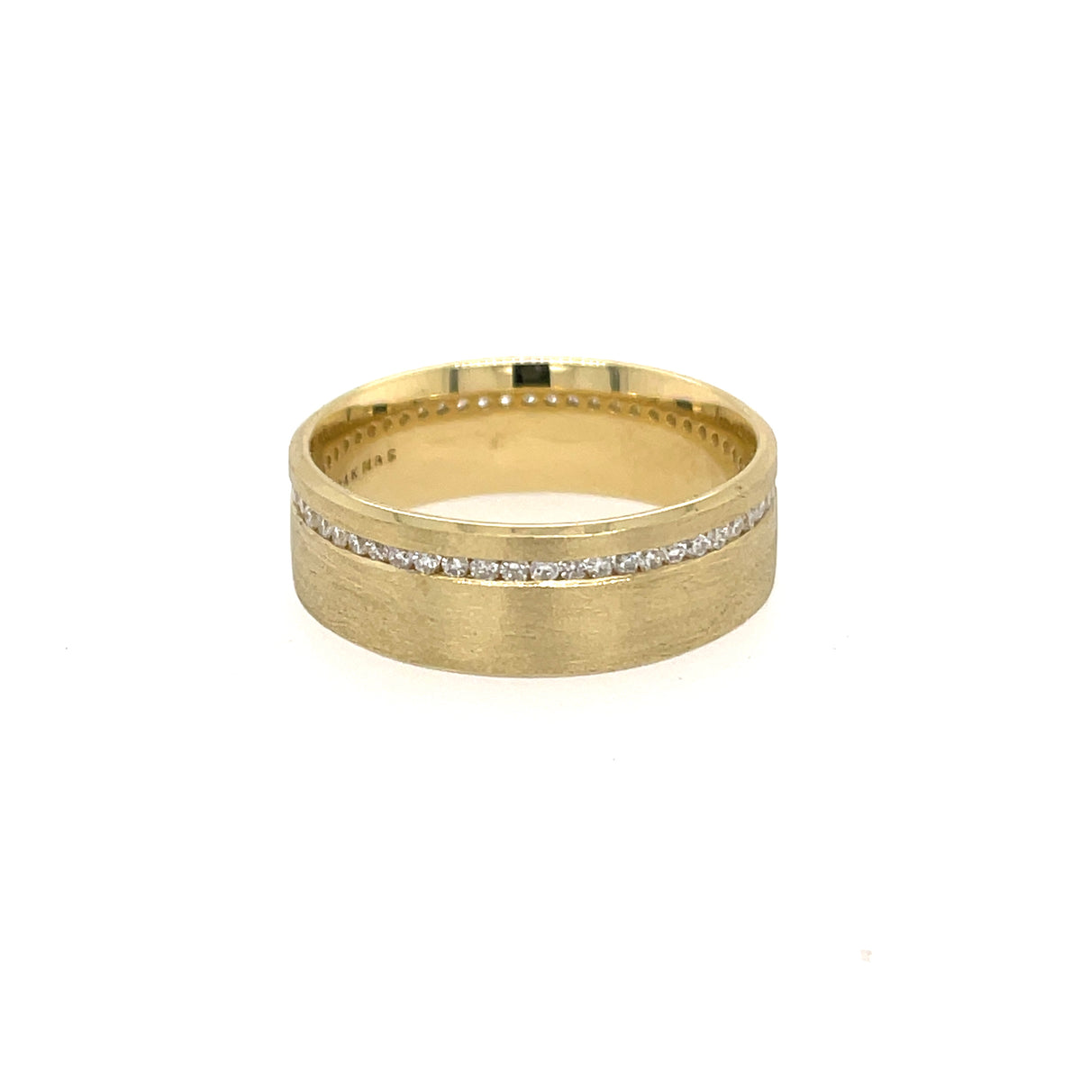 Men's 0.60ct tw Remy Off-Center Brushed Eternity Diamond Wedding Band 14K Gold MR001