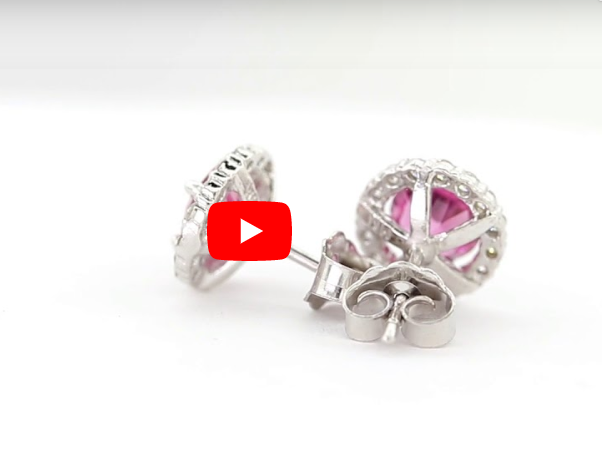 1.20 Pink Tourmaline Diamond Earring 0.35 CT TW Diamonds 14K White Gold PTER001 - NorthandSouthJewelry