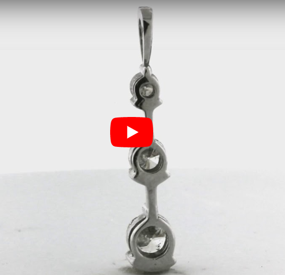 Three-Stone Diamond Drop Pendant 0.72 CT TW 14K White Gold DPEN033 - NorthandSouthJewelry