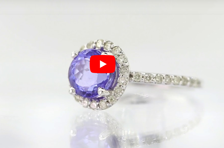 1.93 CT Tanzanite Diamond Ring 0.41 CT TW 14K White Gold TZR010 - NorthandSouthJewelry