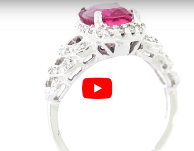 2.18 CT Emerald Pink Tourmaline Diamond Ring 0.45 CT TW 14K White Gold PTR001 - NorthandSouthJewelry