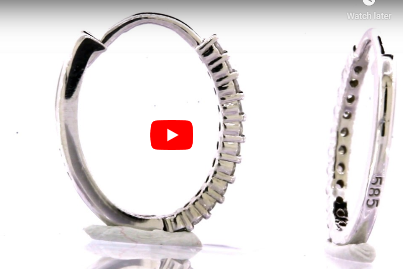 0.22 CT TW Round Diamond Hoop Earrings 14K White Gold DER006 - NorthandSouthJewelry